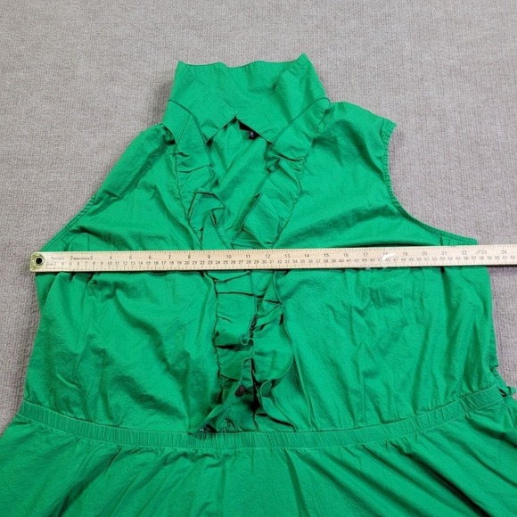 Ashley Stewart Shirt Dress Women's 20 Green Ruffle Trim Sleeveless A-Line Modest - Picture 4 of 7